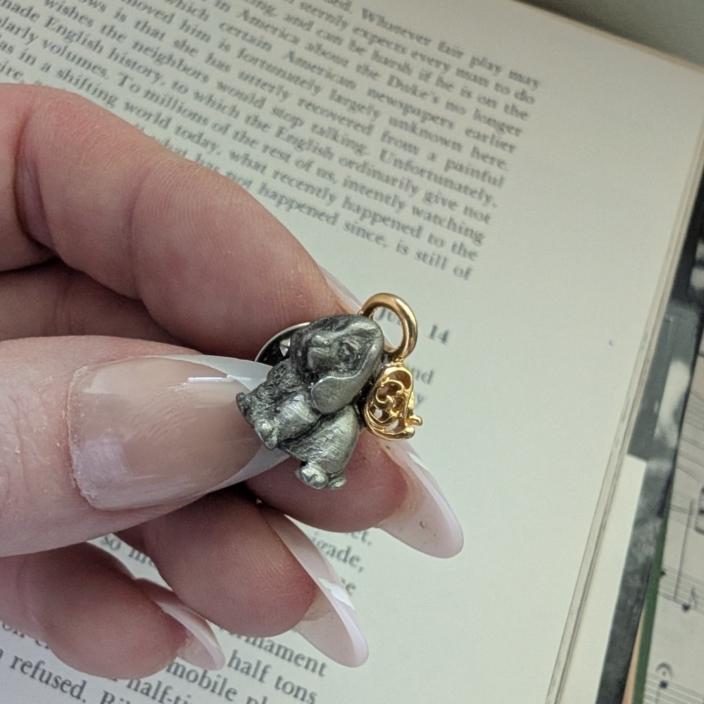 Silver and Gold Dog Angel Charm Pin